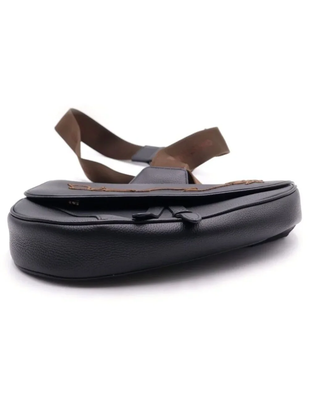 Dior Jack Cactus All Leather Saddle Bag Black Brown